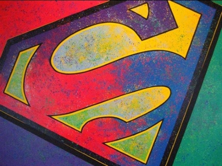 Bill Lopa Original Superman Logo Painting, 30x40” Canvas